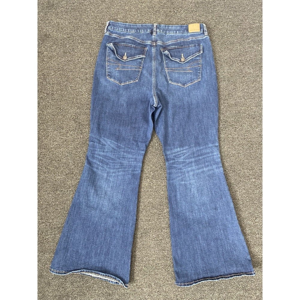American Eagle Curvy Super Hi-Rise Flare Blue‎ Jeans Womens 18 Regular Casual - Picture 9 of 10